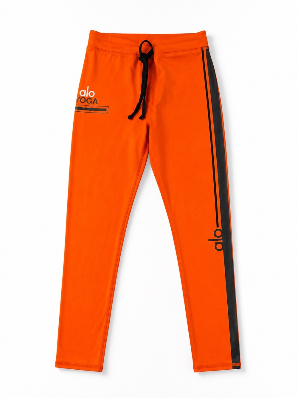 Alo Yoga Orange Performance Leggings Size M Drawstring Athletic Activewear 🧡🖤 - Picture 3 of 9